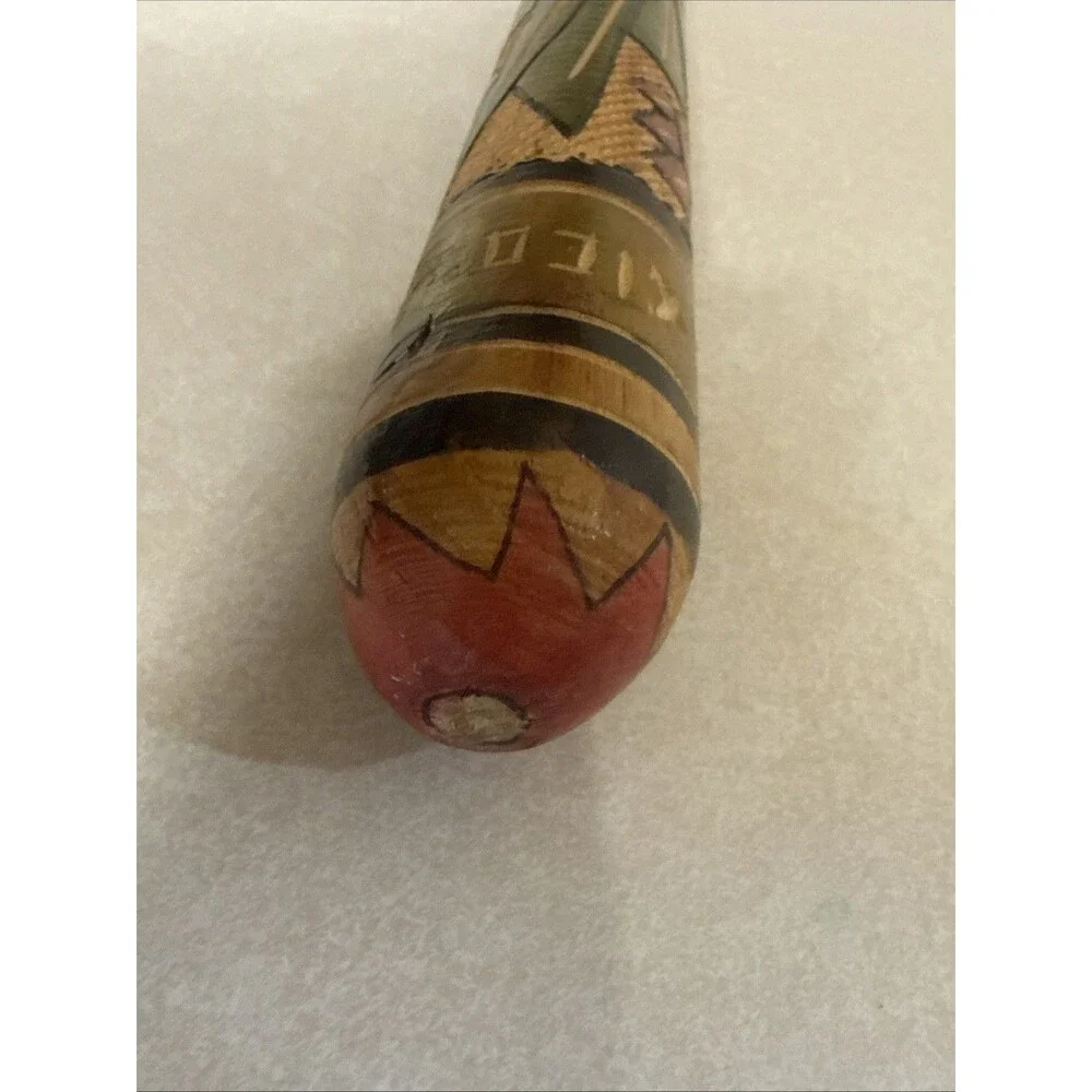 Vintage Original 80's Mexico Hand Carved & Painted Wooden Pinata Bat Stick 23